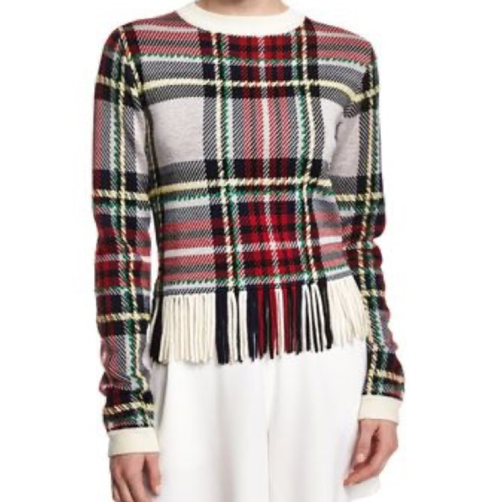 Chloe plaid fringe sweater